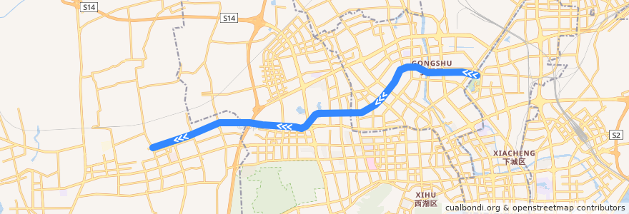 Mapa del recorrido 杭州地铁5号线 de la línea  en Hangzhou.