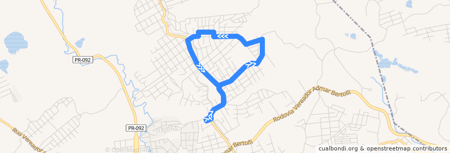 Mapa del recorrido Circular Gramados de la línea  en Almirante Tamandaré.