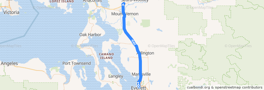 Mapa del recorrido 90X Chuckanut Park & Ride de la línea  en Washington.