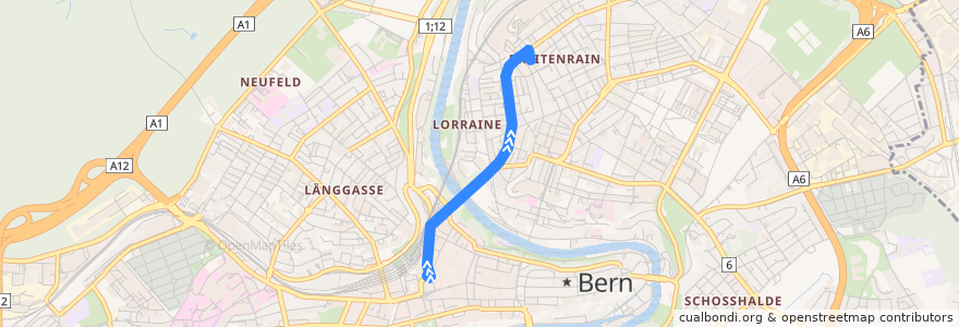 Mapa del recorrido Bus 18: Bern Bahnhof => Wyleregg de la línea  en برن.