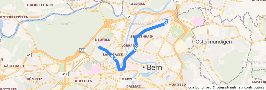 Mapa del recorrido Trolleybus 20: Wankdorf Bahnhof => Länggasse de la línea  en Bern.