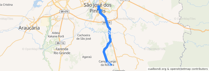 Mapa del recorrido Campo Largo (Santa Cecília / Juju) de la línea  en São José dos Pinhais.