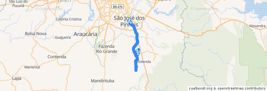 Mapa del recorrido Campo Largo (Campestre da Faxina) de la línea  en São José dos Pinhais.