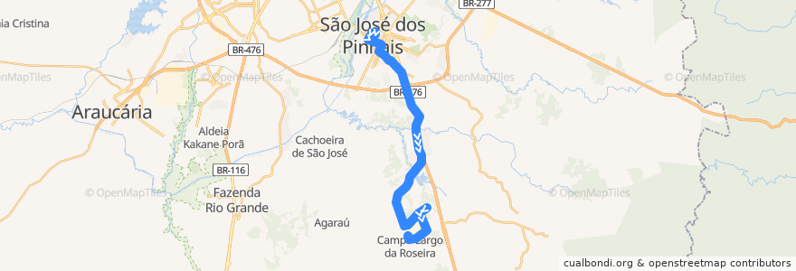 Mapa del recorrido Campo Largo (Direto) de la línea  en São José dos Pinhais.