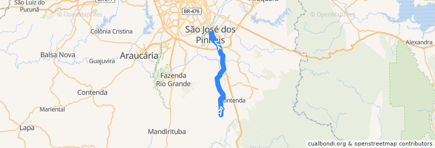 Mapa del recorrido Campo Largo (Campestre da Faxina) de la línea  en São José dos Pinhais.