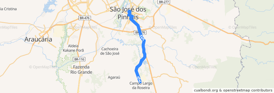 Mapa del recorrido Campo Largo (Direto) de la línea  en São José dos Pinhais.