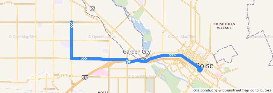 Mapa del recorrido Bus 7A: Cole & Ustick SWM => Main Street Station de la línea  en Boise.