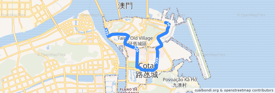 Mapa del recorrido Taipa Line de la línea  en 澳門 Macau.