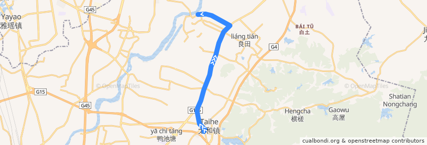 Mapa del recorrido 976路(太和总站-竹料总站) de la línea  en Baiyun.