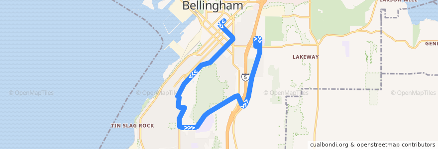 Mapa del recorrido 190 Lincoln Street de la línea  en Bellingham.