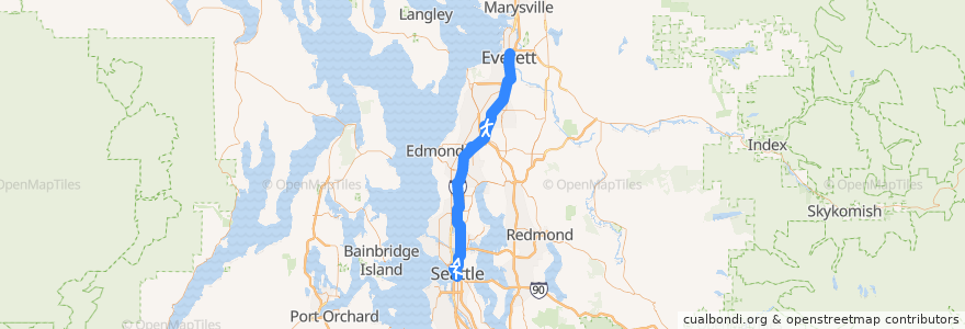 Mapa del recorrido Sound Transit Express Route 512 Everett de la línea  en Washington.