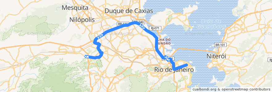 Mapa del recorrido Ônibus 300 - Sulacap → Candelária de la línea  en Río de Janeiro.