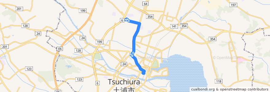 Mapa del recorrido 関東鉄道バス 合同庁舎⇒土浦駅 de la línea  en 土浦市.