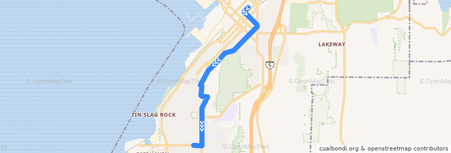 Mapa del recorrido 14 Fairhaven de la línea  en Bellingham.