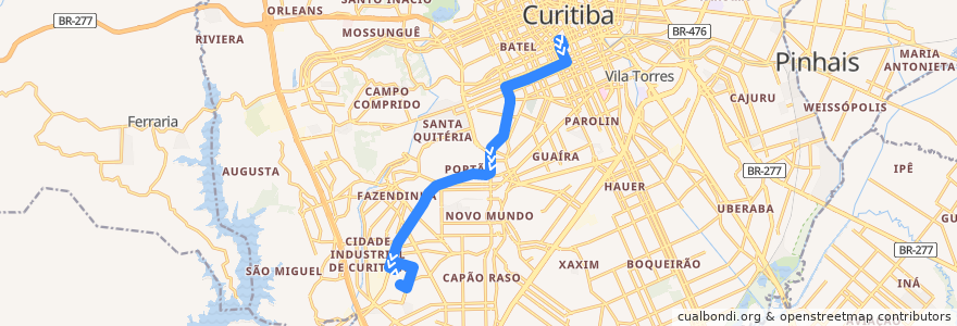 Mapa del recorrido Nossa Senhora da Luz de la línea  en Curitiba.