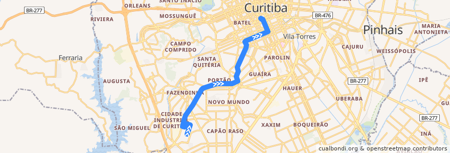 Mapa del recorrido Nossa Senhora da Luz de la línea  en Curitiba.