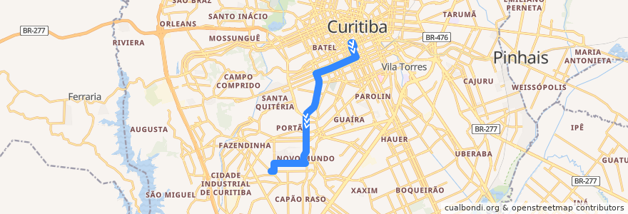 Mapa del recorrido Formosa de la línea  en Curitiba.