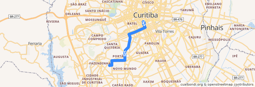 Mapa del recorrido Portão de la línea  en Curitiba.