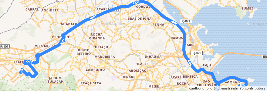 Mapa del recorrido Ônibus SV 367 - Camerino → Realengo de la línea  en 리우데자네이루.