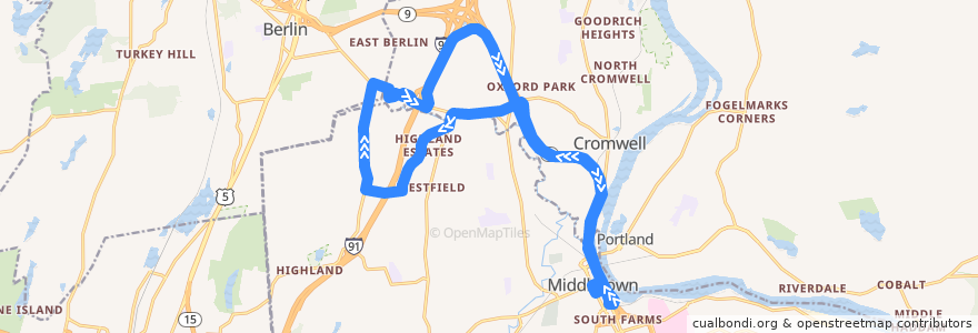 Mapa del recorrido MAT 585 Westlake Drive de la línea  en Middlesex County.
