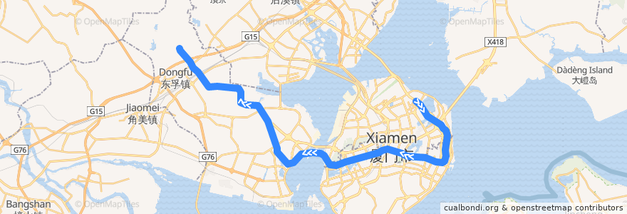 Mapa del recorrido 厦门轨道交通2号线（五缘湾→天竺山） de la línea  en Fujian.