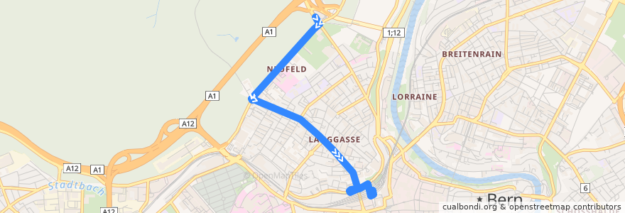 Mapa del recorrido Bus 103: Neufeld P+R -> Bern Hauptbahnhof de la línea  en Bern.