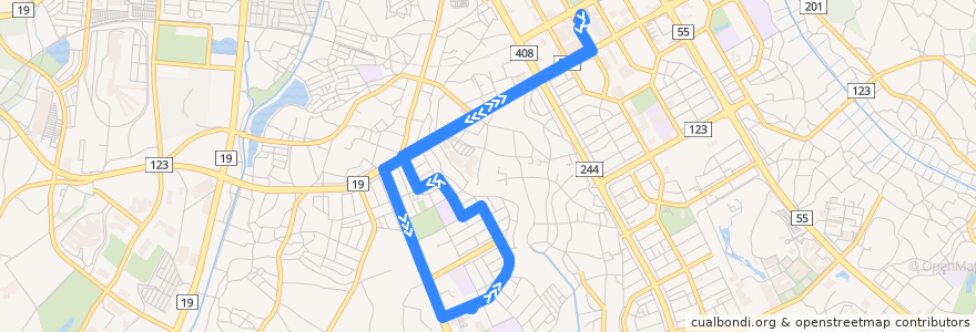 Mapa del recorrido 関東鉄道バスC15系統 つくばセンター⇒松代循環 de la línea  en つくば市.