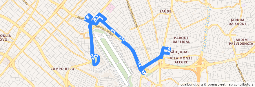 Mapa del recorrido 609J-10 Aeroporto → Metrô São Judas → Aeroporto de la línea  en 상파울루.