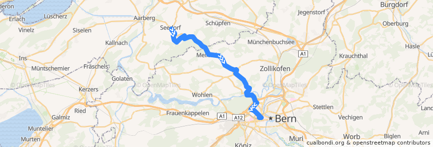 Mapa del recorrido Bus 105: Seedorf Gemeindeverwaltung -> Bern Hauptbahnhof de la línea  en 베른.