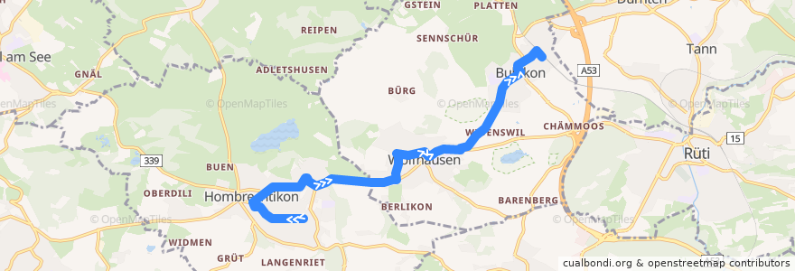 Mapa del recorrido Bus 880: Hombrechtikon, Eichtal => Bubikon, Bahnhof de la línea  en Zurich.