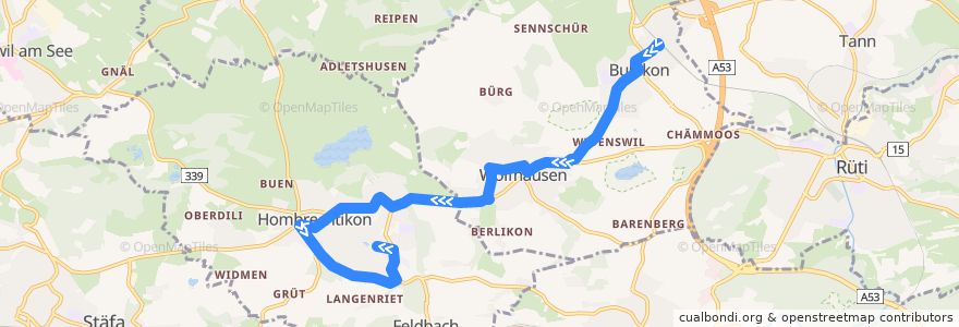 Mapa del recorrido Bus 880: Bubikon, Bahnhof => Hombrechtikon, Eichtal de la línea  en Zürich.