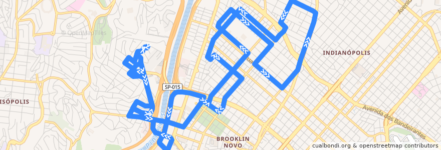 Mapa del recorrido 6418-10 Real Pq. → Brooklin Novo → Real Pq. de la línea  en Сан-Паулу.