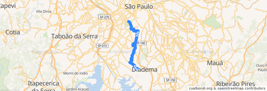 Mapa del recorrido 6338-10 Pq. Ibirapuera de la línea  en 상파울루.