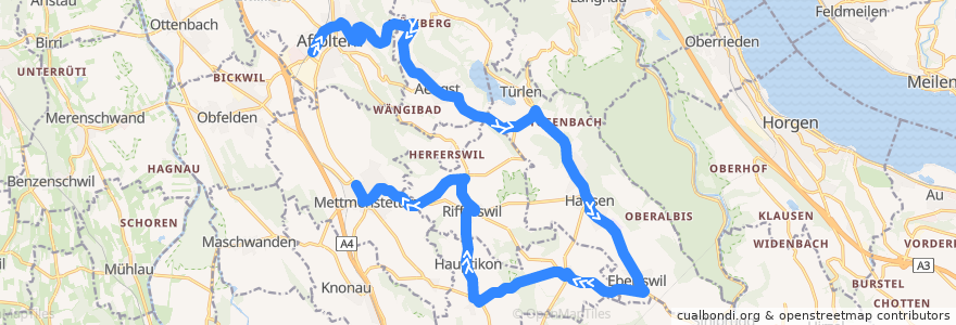 Mapa del recorrido Bus N24: Affoltern am Albis, Bahnhof => Mettmenstetten, Rennweg de la línea  en Bezirk Affoltern.