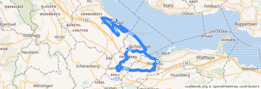 Mapa del recorrido Bus N27: Wädenswil, Bahnhof => Richterswil, Schwyzerstrasse de la línea  en İsviçre.