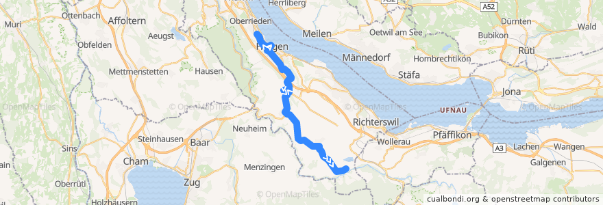 Mapa del recorrido Bus N26: Horgen, Bahnhof => Hütten, Schöntal de la línea  en Horgen.