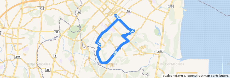 Mapa del recorrido 茨城交通バス 東海駅東口⇒フローレスタ須和間循環（左回り） de la línea  en Tokai.