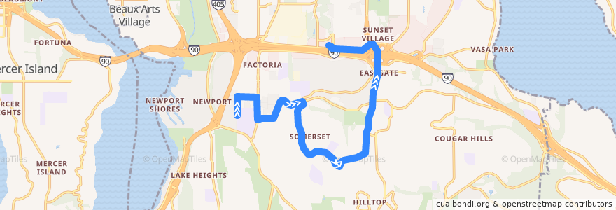Mapa del recorrido Route 246: Eastgate P&R de la línea  en Bellevue.