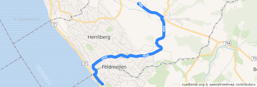 Mapa del recorrido Bus 974: Herrliberg, Kirche Wetzwil => Herrliberg-Feldmeilen, Bahnhof de la línea  en Bezirk Meilen.