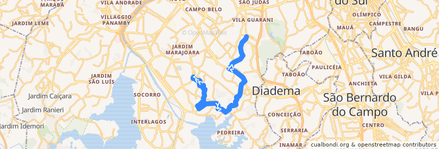 Mapa del recorrido 5018-31 Jabaquara de la línea  en San Pablo.