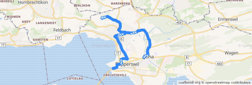 Mapa del recorrido Bus 994: Jona, Bahnhof => Rapperswil, Bahnhof de la línea  en Wahlkreis See-Gaster.