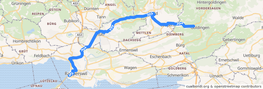 Mapa del recorrido Bus 885: Rapperswil SG, Bahnhof => Goldingen, Egligen de la línea  en Suiza.