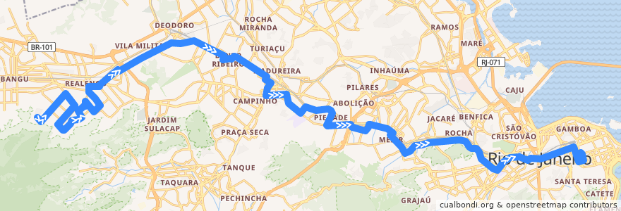 Mapa del recorrido Ônibus 391 - Padre Miguel → Praça Tiradentes de la línea  en Rio de Janeiro.