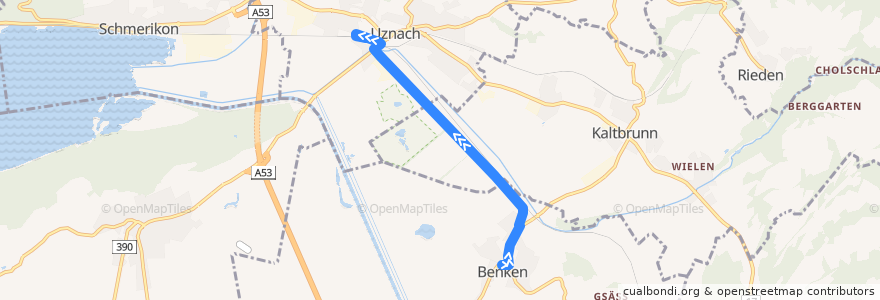 Mapa del recorrido Bus 630: Benken, Post => Uznach, Bahnhof de la línea  en Wahlkreis See-Gaster.