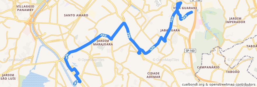 Mapa del recorrido 675P-10 Metrô Conceição de la línea  en Sao Paulo.