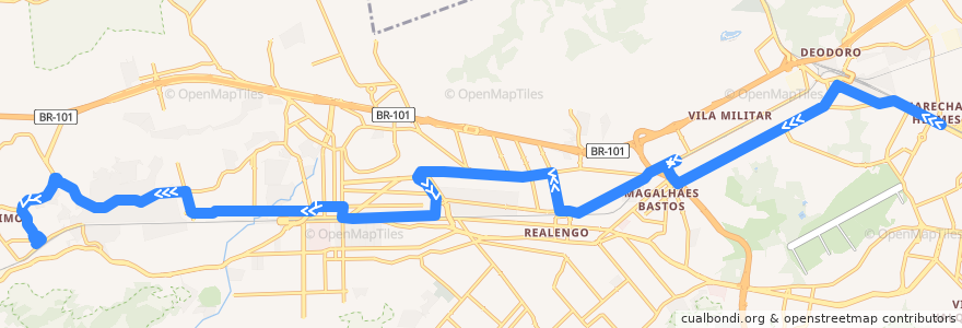 Mapa del recorrido Ônibus 737 - Marechal Hermes → Santíssimo de la línea  en Rio de Janeiro.