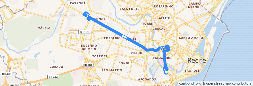 Mapa del recorrido TI Joana Bezerra - TI CDU (BRT) de la línea  en 헤시피.