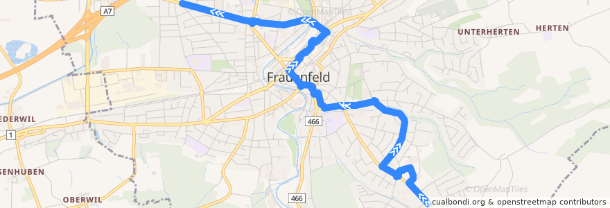 Mapa del recorrido Bus 1: Huben => Sonnmatt de la línea  en Frauenfeld.