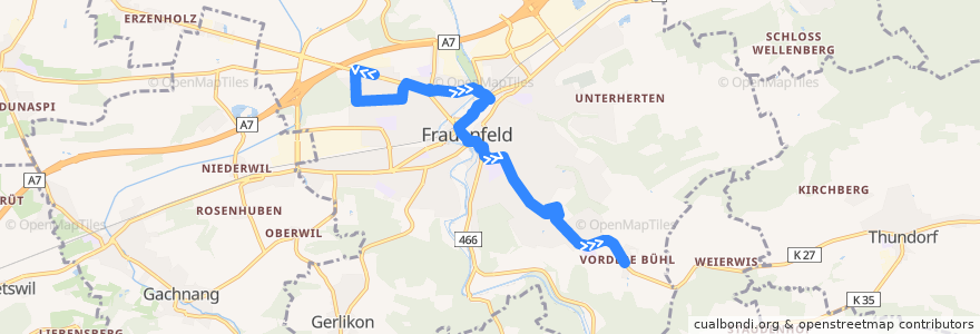 Mapa del recorrido Bus 1: Sonnmatt => Bühl de la línea  en Frauenfeld.