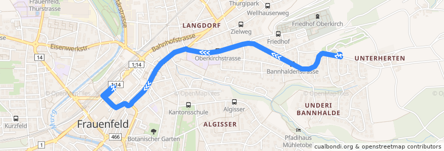 Mapa del recorrido Bus 23: Plättli Zoo => Bahnhof de la línea  en Frauenfeld.